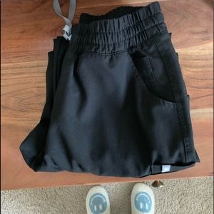 Figs black high waisted scrub pants.